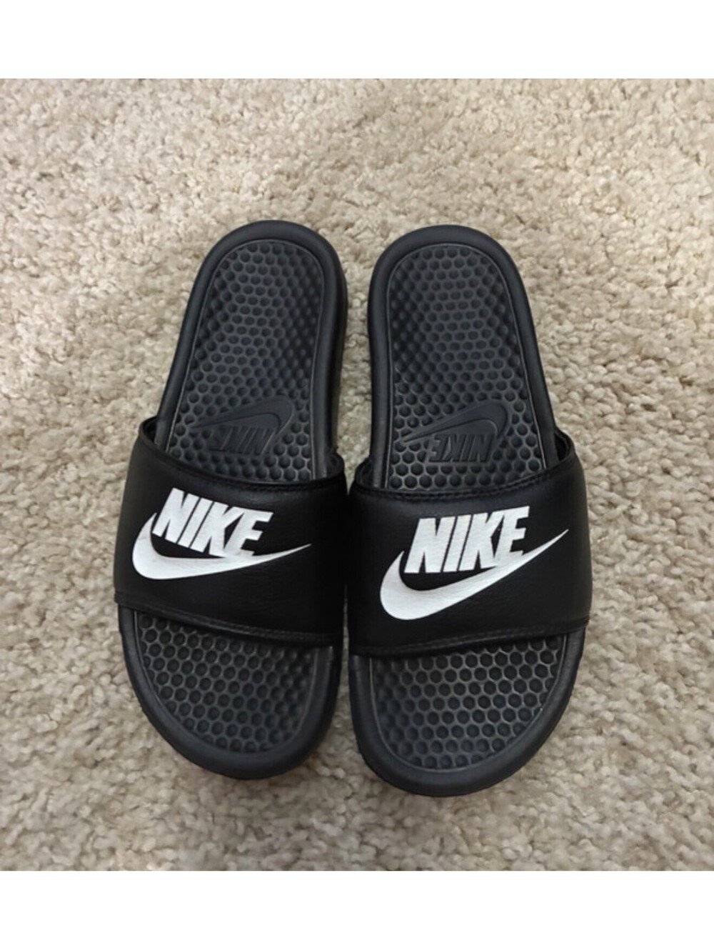 Size 6 US Men’s Nike  Benassi JDI  Slides Black/White Sandals